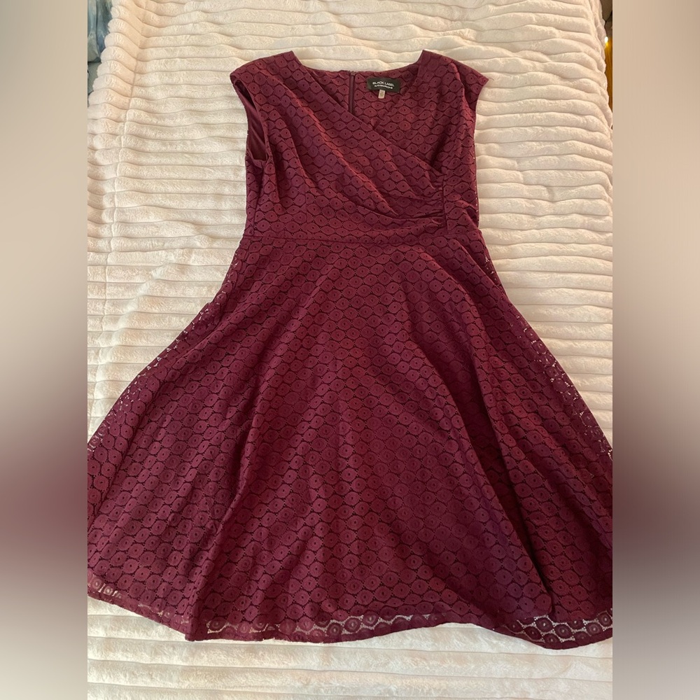 Lace, wine dress, size 12 by Evan Picione worn once. Selling as it doesn’t fit.